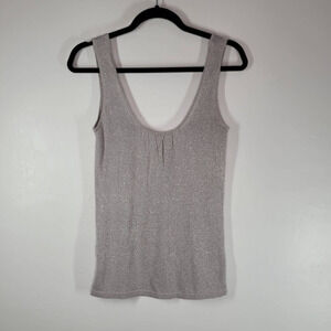 MNG Suit Tank Top Size XS Scoop Neck Sleeve Pullover Style Metallic Gray